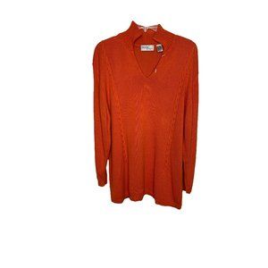 Moda Spiegel Vintage Womens Orange Cable Knit Sweater Size L Y2K Coquette Career